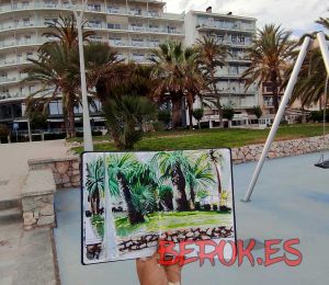 dibujo urbano al natural de Sitges